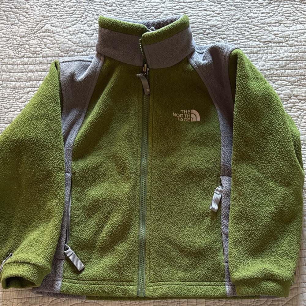 The North Face Olive and Charcoal Fleece Jacket